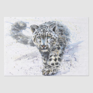 Snow Leopard Wasserfarbe Seidenpapier