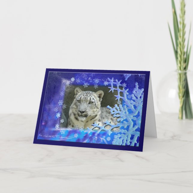 Snow Leopard Weihnachtskarte Feiertagskarte (Vorderseite)