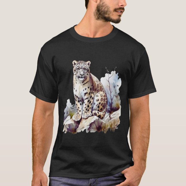 Snow Leopard Winter Mountain Big Cat Wildlife T-Shirt (Vorderseite)