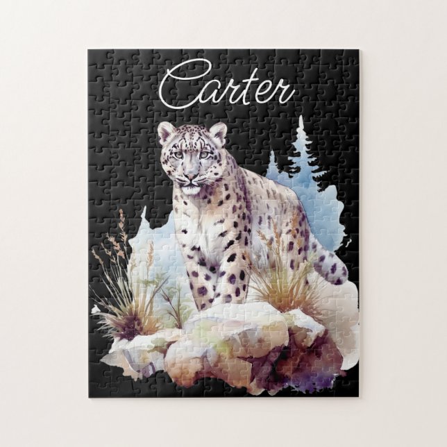 Snow Leopard Winterberg Personalisiert (Vertikal)