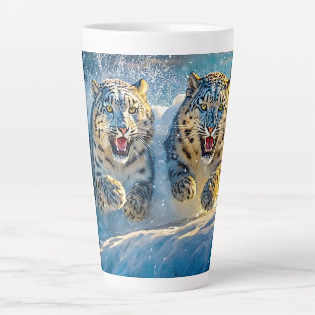 Snow Leopards Racing Design von Rich AMeN Gill Milchtasse (Vorderseite)