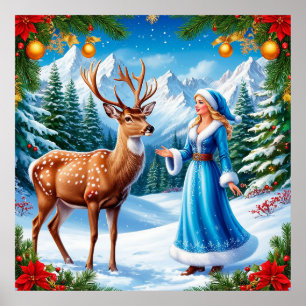 Snow Maiden Bezaubernde Winterlandschaft Poster