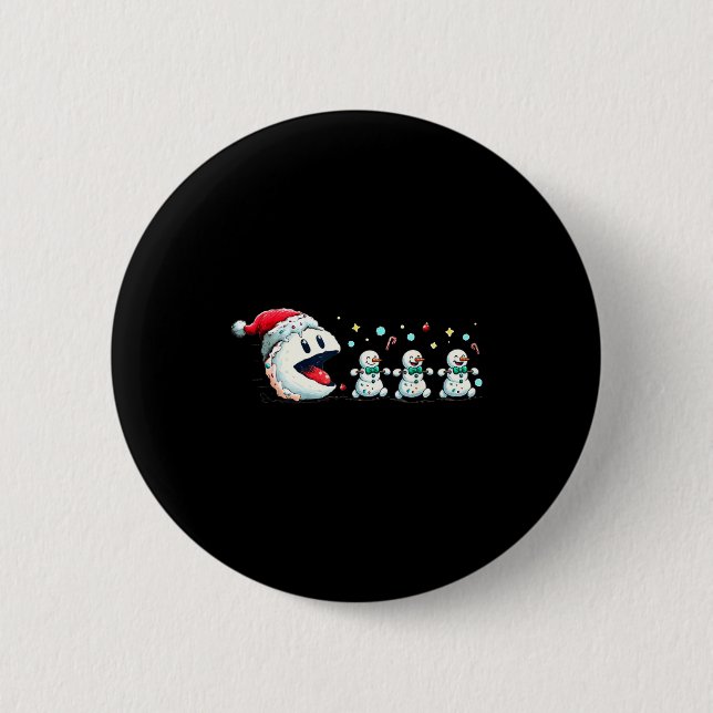 Snow Man Xmas Tee Snowman Gamer  Button (Vorderseite)