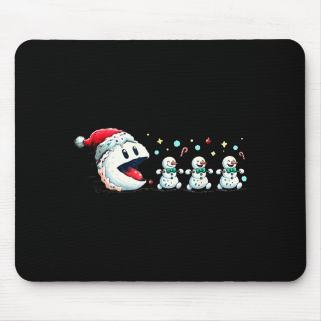 Snow Man Xmas Tee Snowman Gamer  Mousepad (Vorne)