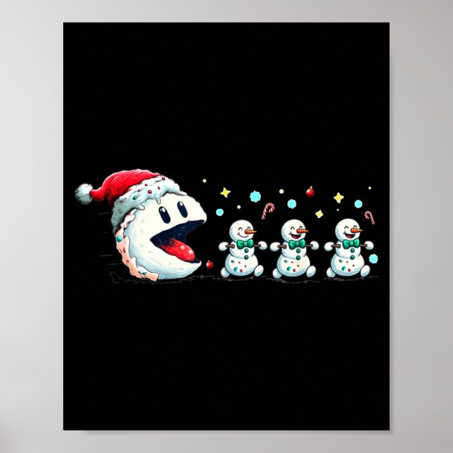 Snow Man Xmas Tee Snowman Gamer  Poster (Vorne)