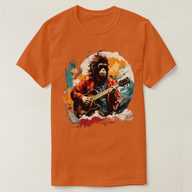 Snow Monkey Playing Gitarre T-Shirt (Design vorne)