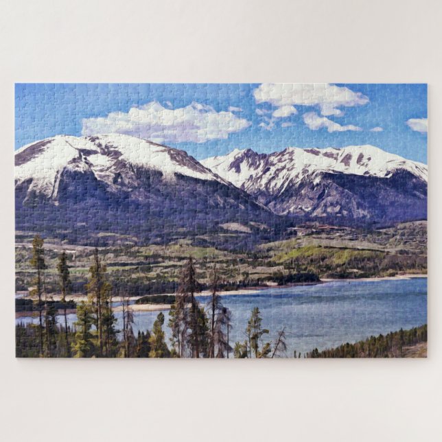 Snow Mountain Lake Scène Puzzle géant (Horizontal)