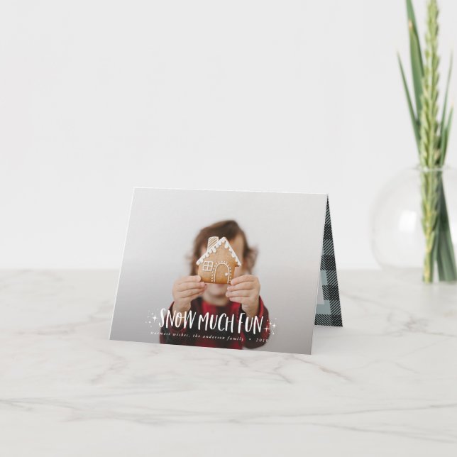 Snow much fun photo script text and tartan family (Devant)