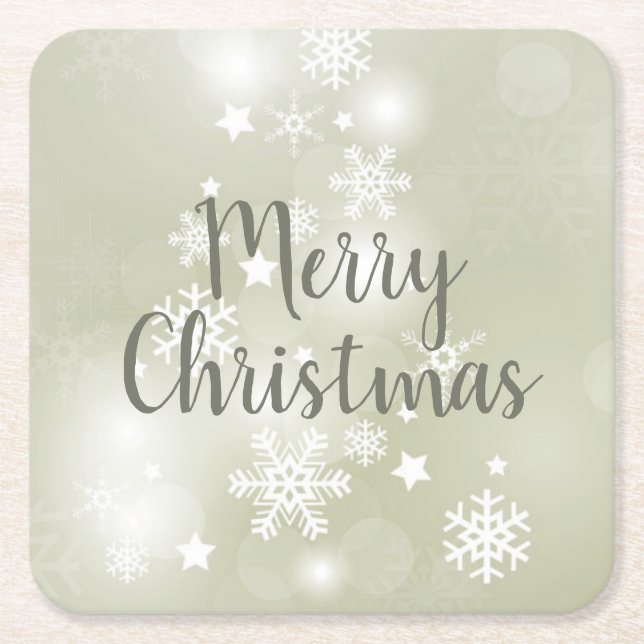 Snow on Sage Elegantes Abstraktes Wasser Rechteckiger Pappuntersetzer (Vorderseite)