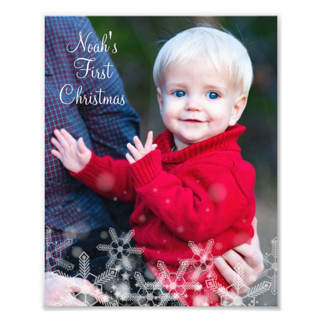 Snow Overlay First Christmas Personallame Fotodruck (Vorne)