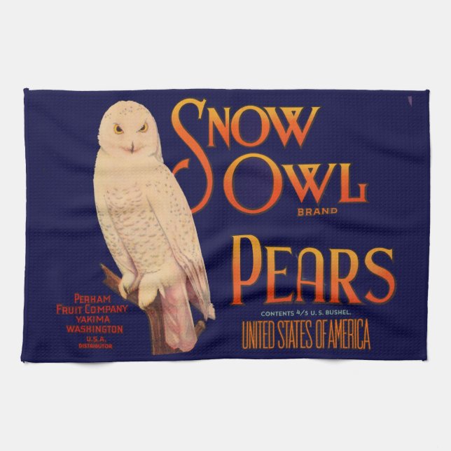 Snow Owl Birne der 30er Jahre - Fruchtkariezeichen Geschirrtuch (Horizontal)