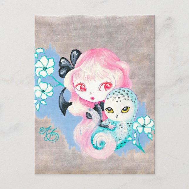 Snow Owl Friend Postkarte (Vorderseite)