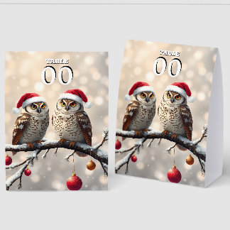 Snow Owls Christmas editable table tent signs Tischaufsteller