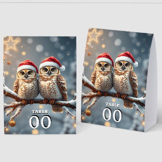Snow Owls Christmas Table Sign – Cute Winter Owl  Tischaufsteller