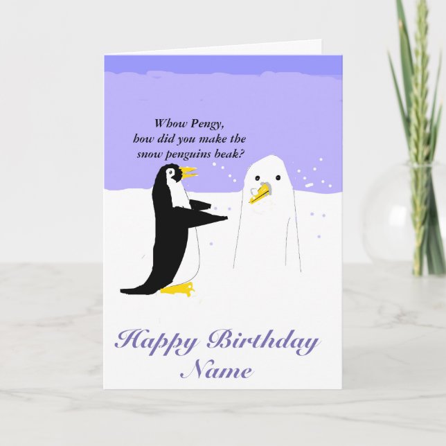 Snow Penguin anpassen Geburtstagskarte Karte (Vorderseite)