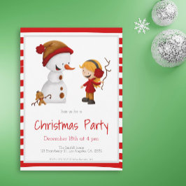 Snow Play mit Snowman und Girl Weihnachts-Party Einladung