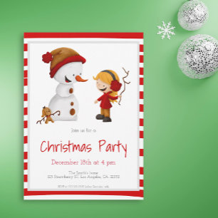 Snow Play mit Snowman und Girl Weihnachts-Party Einladung