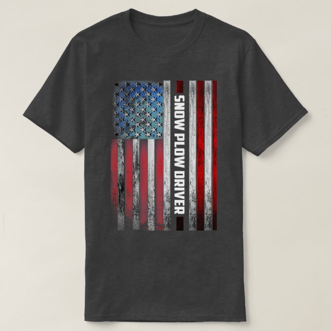 Snow Plow Driver US Flag T-Shirt (Design vorne)