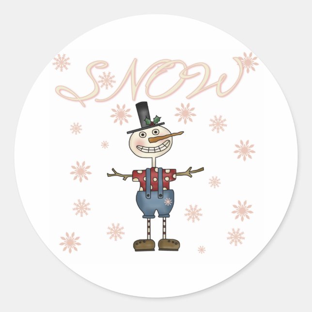 Snow Primsical Snowman Runder Aufkleber (Vorderseite)
