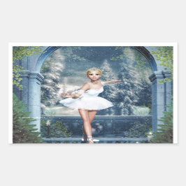 Snow Princess Ballerina Weihnachtsaufkleber Rechteckiger Aufkleber