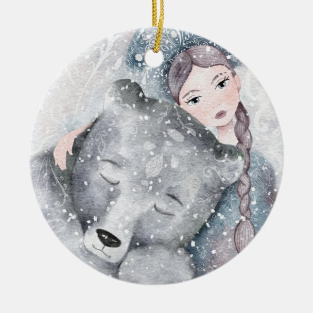 Snow Princess Bear Bleak Midwinter Lyrics Holiday  Keramik Ornament (Vorne)