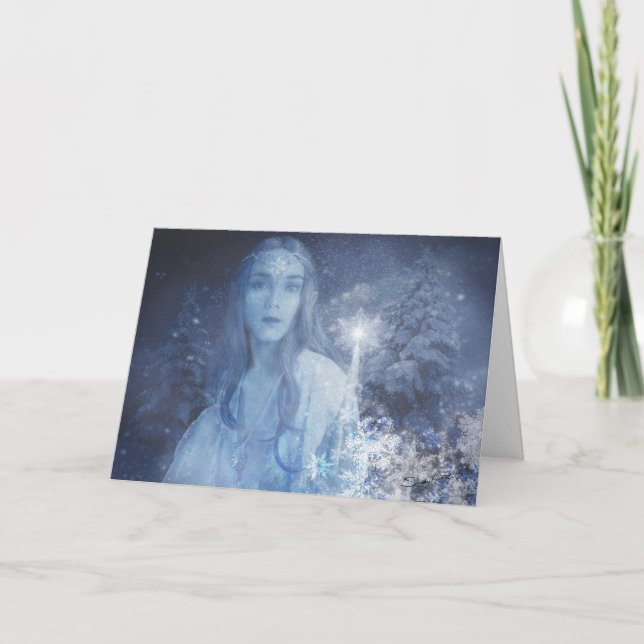 Snow Queen Christmas Fantasy Artwork Dankeskarte (Vorderseite)