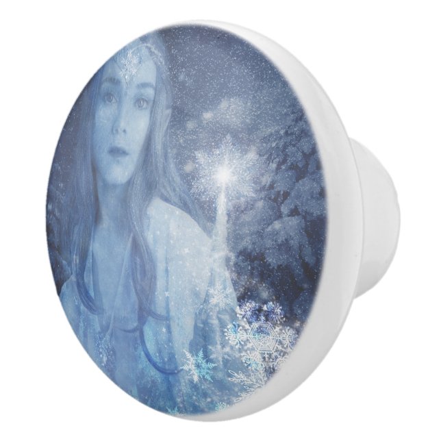 Snow Queen Christmas Fantasy Artwork Keramikknauf (Rechts)