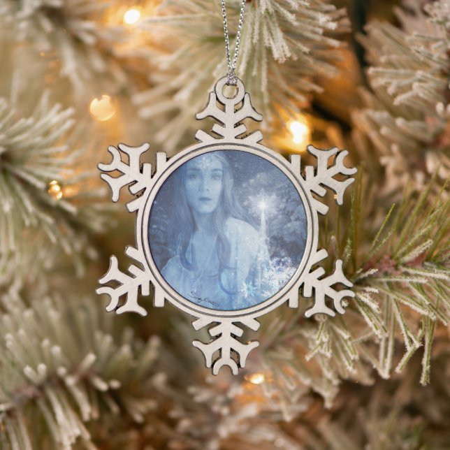 Snow Queen Christmas Fantasy Artwork Schneeflocken Zinn-Ornament (Baum)
