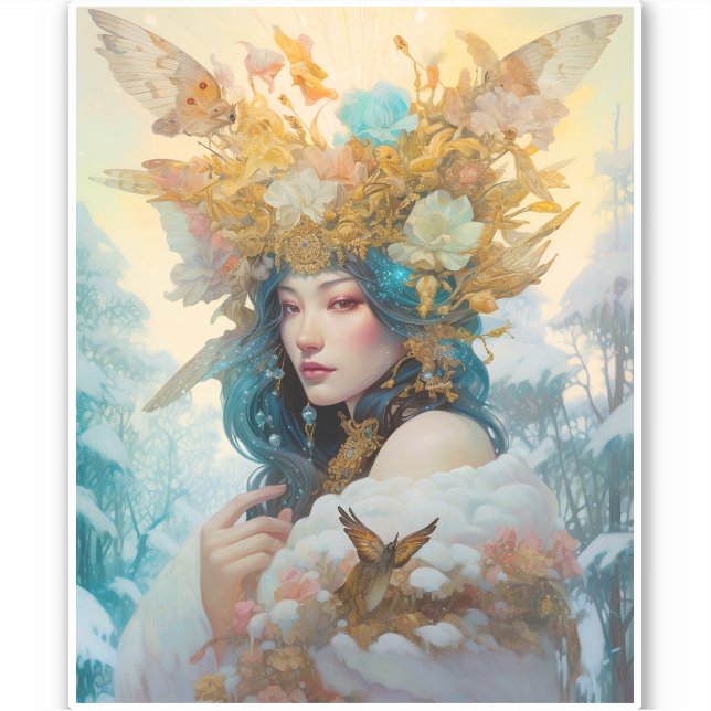 Snow Queen Fantasy Art Aufkleber (Vorderseite)