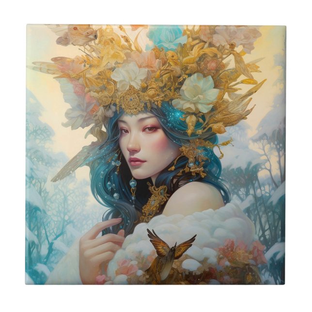 Snow Queen Fantasy Art Fliese (Vorderseite)
