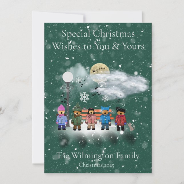 Snow Quintet Family Foto Weihnachtskarte Karte (Vorderseite)