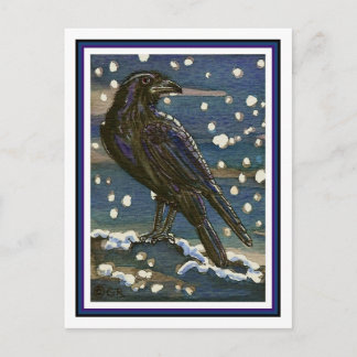 Snow Raven Postcard Postkarte