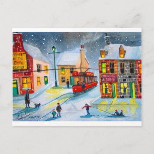 SNOW SCENE TRAM STREET SCENE Gordon Bruce Postkarte