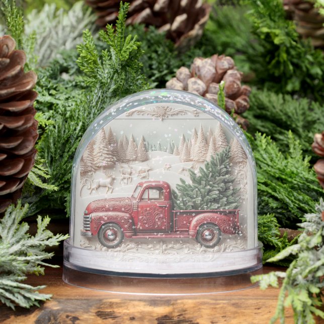 Snow Scene with Red Truck Christmas  Schneekugeln (Winter)