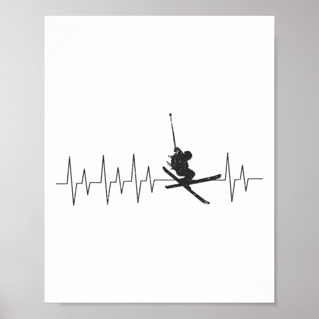 Snow Ski Heartbeat Poster (Vorne)