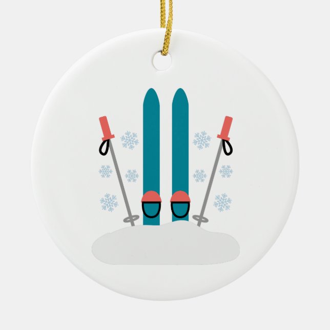 Snow Skis Keramik Ornament (Vorne)