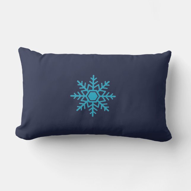 Snow Snowflake Blue Motif Winter Lendenkissen (Vorderseite)