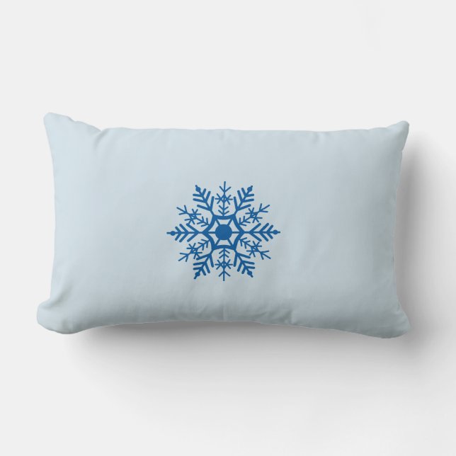 Snow Snowflake Blue Motif Winter Lendenkissen (Vorderseite)