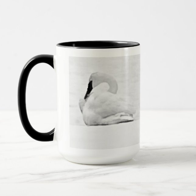 Snow Swans Black and White Mug Tasse (Links)