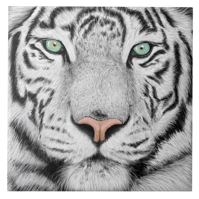 Snow Tiger Face Fliese (Vorderseite)