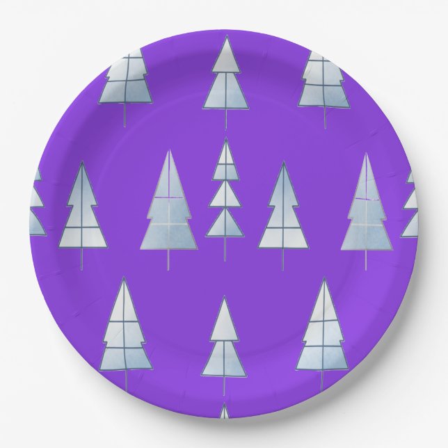 Snow Trees Elegant Winter Pappteller (Vorderseite)