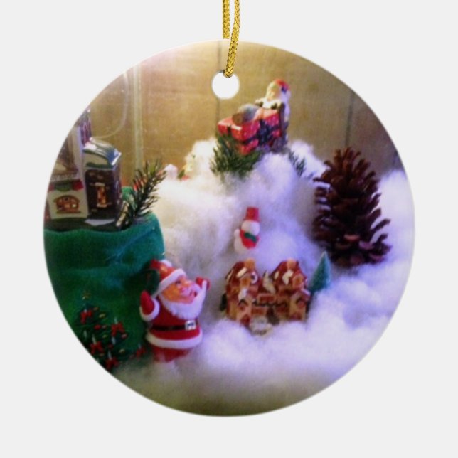 Snow Village -Terrarium Photo-  Keramik Ornament (Vorne)