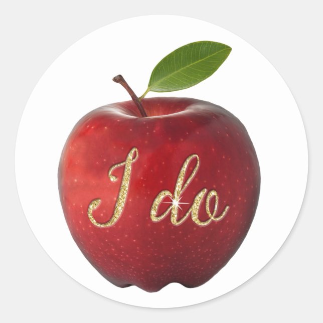 Snow White Fairy Tale I do Apple Wedding Runder Aufkleber (Vorderseite)