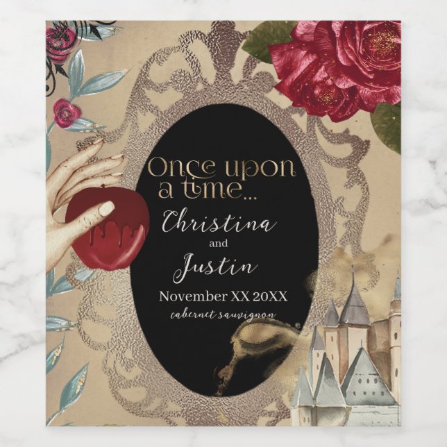 Snow White Magic Mirror Fairy Tale Weinetikett (Einzelnes Label)