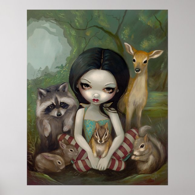 Snow White und ihre Tierfreunde Märchen drucken Poster (Vorne)