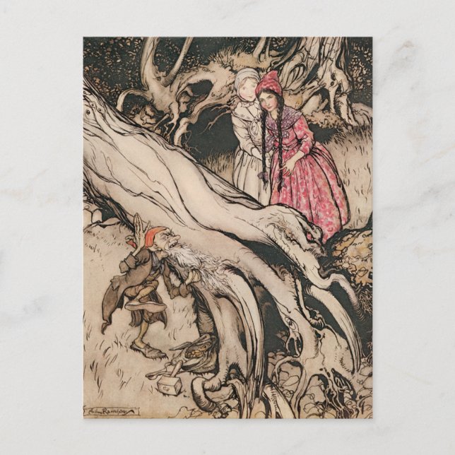 Snow White und Rose Red von Arthur Rackham Postkarte (Vorderseite)