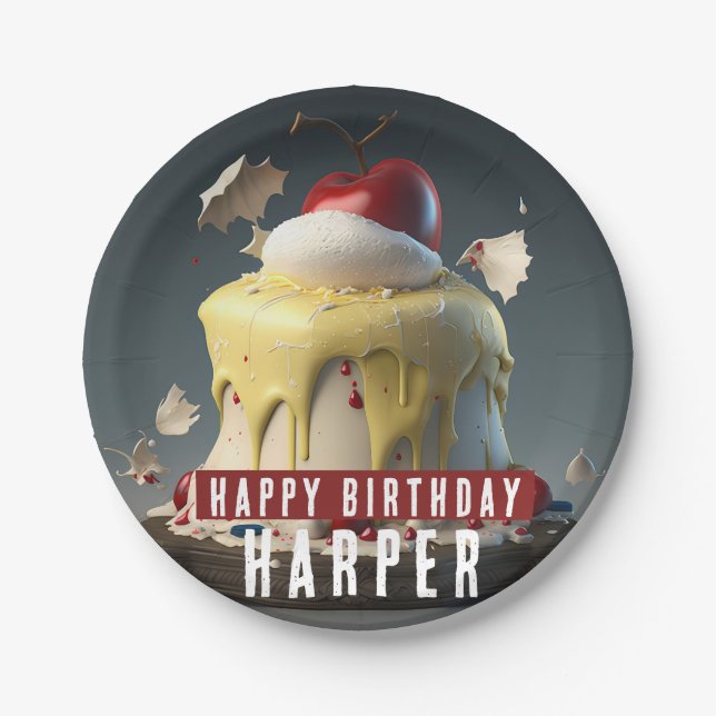 Snow White zum Geburtstag Pappteller (Vorderseite)