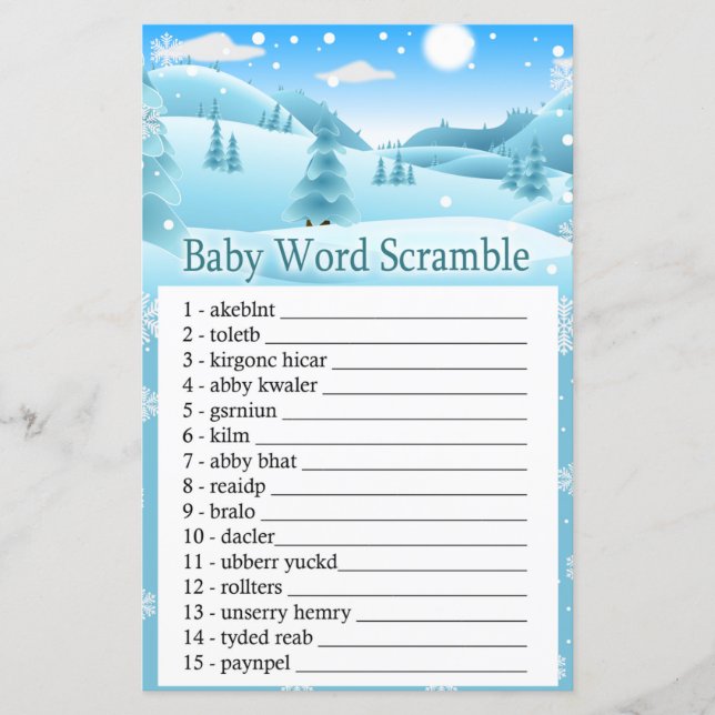 Snow Winter Forest Baby Wortspiel (Vorderseite)