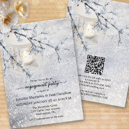 Snow Winter QR Code Engagement Party Einladung