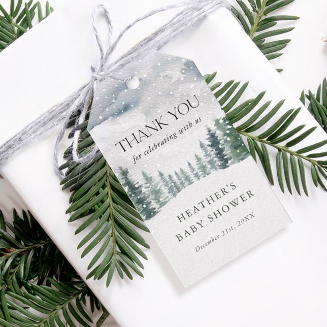 Snow Winter Wonderland Baby Dusche Vielen Dank Geschenkanhänger (Von Creator hochgeladen)